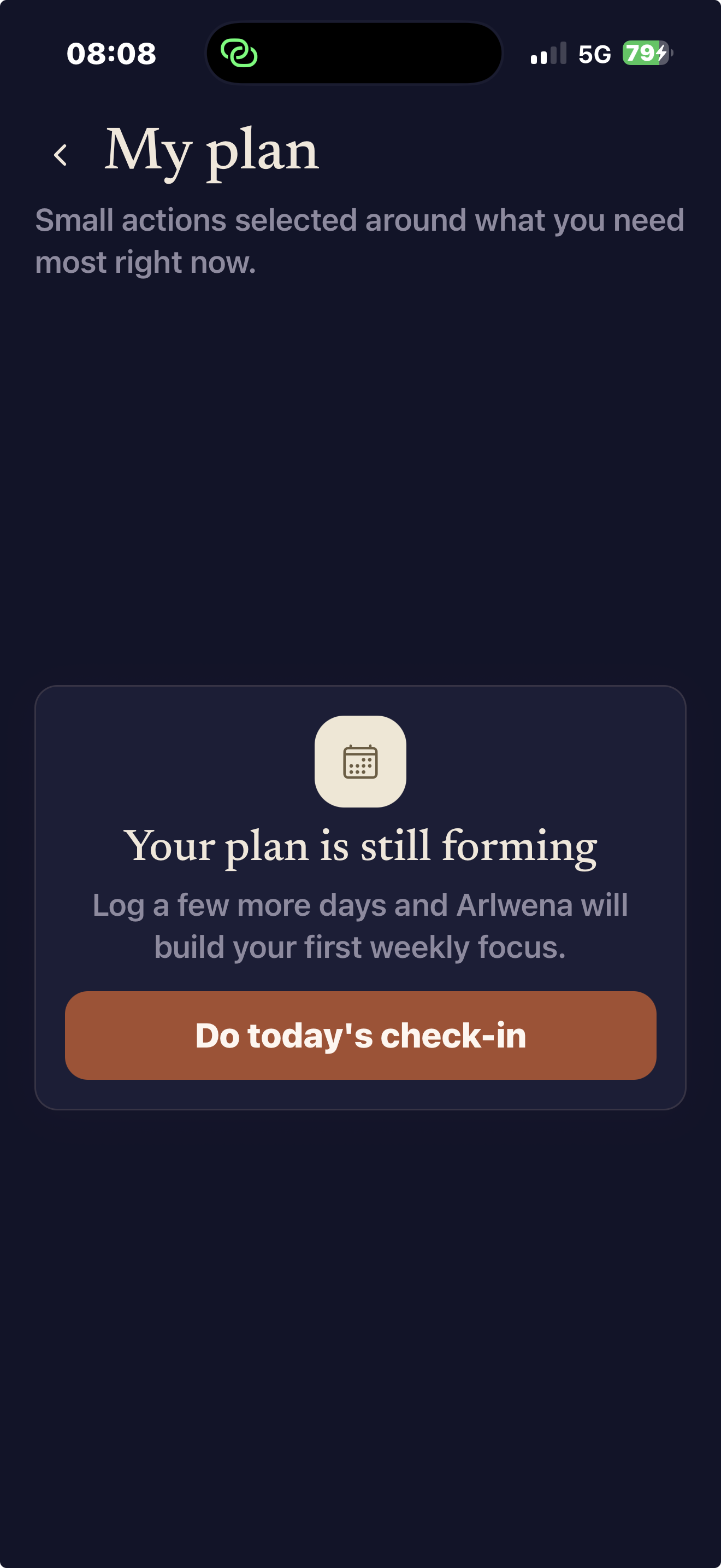 Arlwena My plan screen